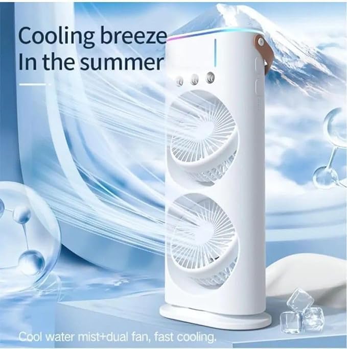 Mini Double Head Mist Fan with LED Light