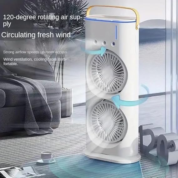 Mini Double Head Mist Fan with LED Light