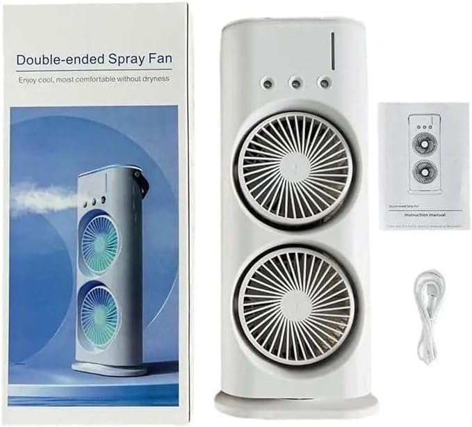 Mini Double Head Mist Fan with LED Light